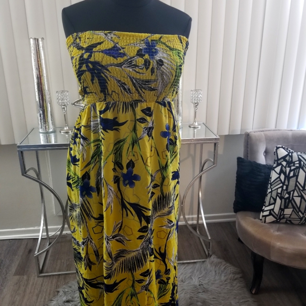 Elastic front and back tube top maxi dress